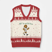 Funny Persian Lion Soccer Fan Gift V-Neck Knit Sweater Vest Off To Watch Iran