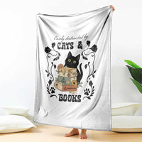 Easily Distracted By Cats And Books Throw Blanket Funny Book Kitty Lover - Wonder Print Shop