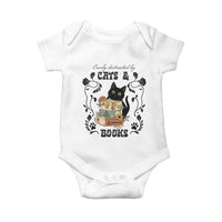 Easily Distracted By Cats And Books Baby Onesie Funny Book Kitty Lover - Wonder Print Shop