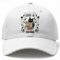 Easily Distracted By Cats And Books Baseball Cap Funny Book Kitty Lover