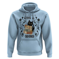 Easily Distracted By Cats And Books Hoodie Funny Book Kitty Lover - Wonder Print Shop
