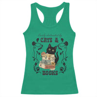Easily Distracted By Cats And Books Racerback Tank Top Funny Book Kitty Lover - Wonder Print Shop
