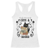 Easily Distracted By Cats And Books Racerback Tank Top Funny Book Kitty Lover - Wonder Print Shop
