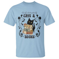 Easily Distracted By Cats And Books T Shirt Funny Book Kitty Lover - Wonder Print Shop