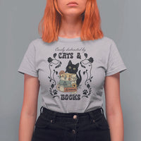 Easily Distracted By Cats And Books T Shirt For Women Funny Book Kitty Lover - Wonder Print Shop