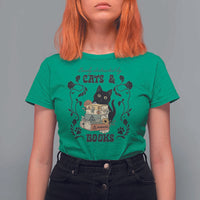 Easily Distracted By Cats And Books T Shirt For Women Funny Book Kitty Lover - Wonder Print Shop