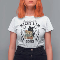 Easily Distracted By Cats And Books T Shirt For Women Funny Book Kitty Lover - Wonder Print Shop