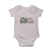 Easily Distracted By Cats And Books Baby Onesie Lazy Kitty Book Lover - Wonder Print Shop