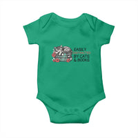 Easily Distracted By Cats And Books Baby Onesie Lazy Kitty Book Lover - Wonder Print Shop