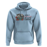 Easily Distracted By Cats And Books Hoodie Lazy Kitty Book Lover - Wonder Print Shop
