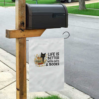 Life Is Better With Cats And Books Garden Flag Funny Black Cat Book Lover - Wonder Print Shop