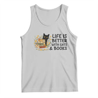 Life Is Better With Cats And Books Tank Top Funny Black Cat Book Lover - Wonder Print Shop