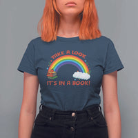 Take A Look It Is In A Book T Shirt For Women Cute Rainbow Book Educational Quote - Wonder Print Shop