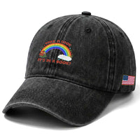 Take A Look It Is In A Book Washed Cotton Baseball Cap Cute Rainbow Book Educational Quote