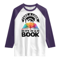 Take A Look It Is In A Book Raglan Shirt Reading Retro Rainbow Vintage - Wonder Print Shop