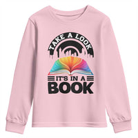 Take A Look It Is In A Book Youth Sweatshirt Reading Retro Rainbow Vintage - Wonder Print Shop