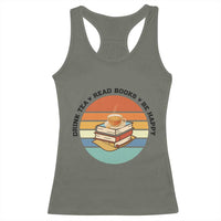 Drink Tea Read Books Be Happy Racerback Tank Top Book Worm Tea Cup - Wonder Print Shop