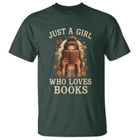 Just A Girl Who Loves Books T Shirt Funny Bookworm Quote - Wonder Print Shop