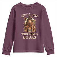 Just A Girl Who Loves Books Youth Sweatshirt Funny Bookworm Quote - Wonder Print Shop