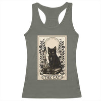 Funny The Cat Book Racerback Tank Top Kitty Lover Tarot Card - Wonder Print Shop