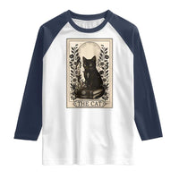 Funny The Cat Book Raglan Shirt Kitty Lover Tarot Card - Wonder Print Shop