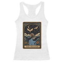 Funny The Reader Tarot Card Racerback Tank Top Girl Reading Fantasy Book - Wonder Print Shop
