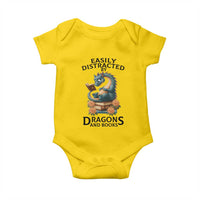 Easily Distracted By Dragon And Books Baby Onesie Cute Book Lover Gift - Wonder Print Shop