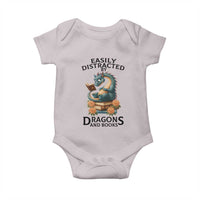 Easily Distracted By Dragon And Books Baby Onesie Cute Book Lover Gift - Wonder Print Shop