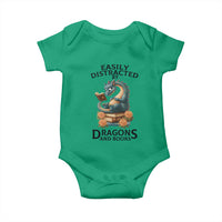 Easily Distracted By Dragon And Books Baby Onesie Cute Book Lover Gift - Wonder Print Shop