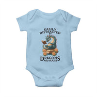Easily Distracted By Dragon And Books Baby Onesie Cute Book Lover Gift - Wonder Print Shop