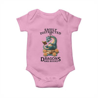 Easily Distracted By Dragon And Books Baby Onesie Cute Book Lover Gift - Wonder Print Shop