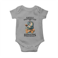 Easily Distracted By Dragon And Books Baby Onesie Cute Book Lover Gift - Wonder Print Shop