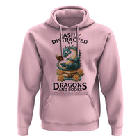 Easily Distracted By Dragon And Books Hoodie Cute Book Lover Gift - Wonder Print Shop
