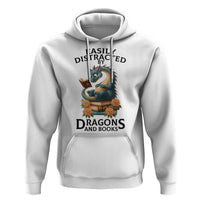 Easily Distracted By Dragon And Books Hoodie Cute Book Lover Gift - Wonder Print Shop