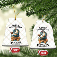Easily Distracted By Dragon And Books Ceramic Ornament Cute Book Lover Gift - Wonder Print Shop