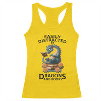Easily Distracted By Dragon And Books Racerback Tank Top Cute Book Lover Gift - Wonder Print Shop