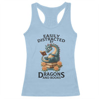 Easily Distracted By Dragon And Books Racerback Tank Top Cute Book Lover Gift - Wonder Print Shop