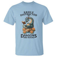 Easily Distracted By Dragon And Books T Shirt Cute Book Lover Gift - Wonder Print Shop