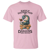 Easily Distracted By Dragon And Books T Shirt Cute Book Lover Gift - Wonder Print Shop