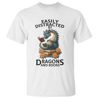 Easily Distracted By Dragon And Books T Shirt Cute Book Lover Gift - Wonder Print Shop