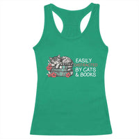 Easily Distracted By Cats And Books Racerback Tank Top Funny Book Lover Gift - Wonder Print Shop