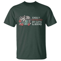 Easily Distracted By Cats And Books T Shirt Funny Book Lover Gift - Wonder Print Shop
