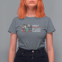 Easily Distracted By Cats And Books T Shirt For Women Funny Book Lover Gift - Wonder Print Shop