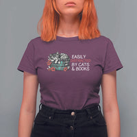 Easily Distracted By Cats And Books T Shirt For Women Funny Book Lover Gift - Wonder Print Shop