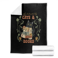 Cute Bookworm Gift Throw Blanket Easily Distracted By Cats And Books - Wonder Print Shop
