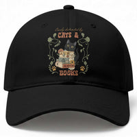 Cute Bookworm Gift Baseball Cap Easily Distracted By Cats And Books