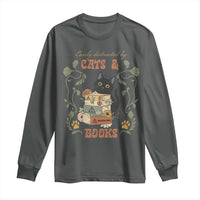 Cute Bookworm Gift Long Sleeve Shirt Easily Distracted By Cats And Books - Wonder Print Shop