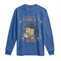 Cute Bookworm Gift Long Sleeve Shirt Easily Distracted By Cats And Books - Wonder Print Shop