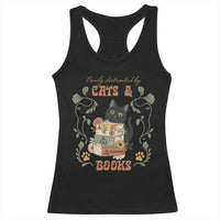 Cute Bookworm Gift Racerback Tank Top Easily Distracted By Cats And Books - Wonder Print Shop