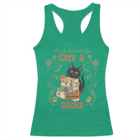 Cute Bookworm Gift Racerback Tank Top Easily Distracted By Cats And Books - Wonder Print Shop